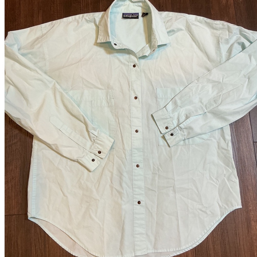 Patagonia Vintage Button Down Shirt Mint Green Relaxed Fit Size 8 Gorpcore Top